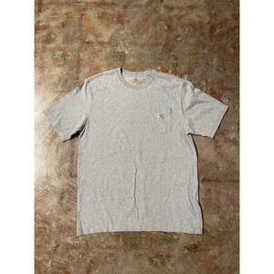 Carhartt Original Fit Crewneck Logo Front Pocket Gray T-shirt Sz L *